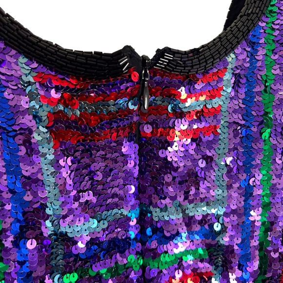 SHO MAX Originals Silk Sequined Back Zip Vintage Silk Top. EUC SZS - Picture 4 of 6